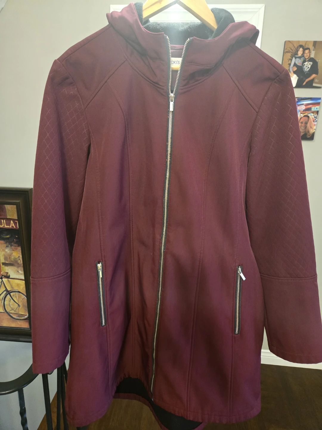 Womens Burgundy Lightweight Raincoat with hood - photo 2