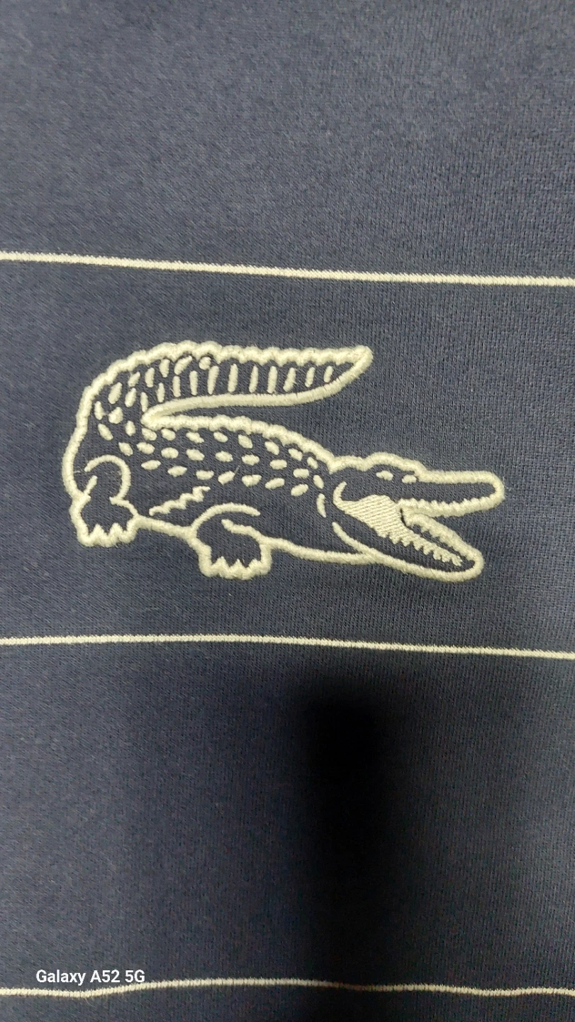 Lacoste Navy Striped Zip-Up Hoodie " big croc" - photo 5
