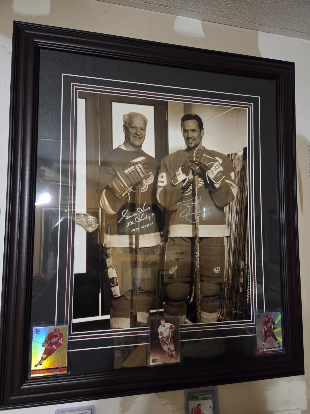 Gordie Howe and Steve Yzerman Autographed Framed Photo
