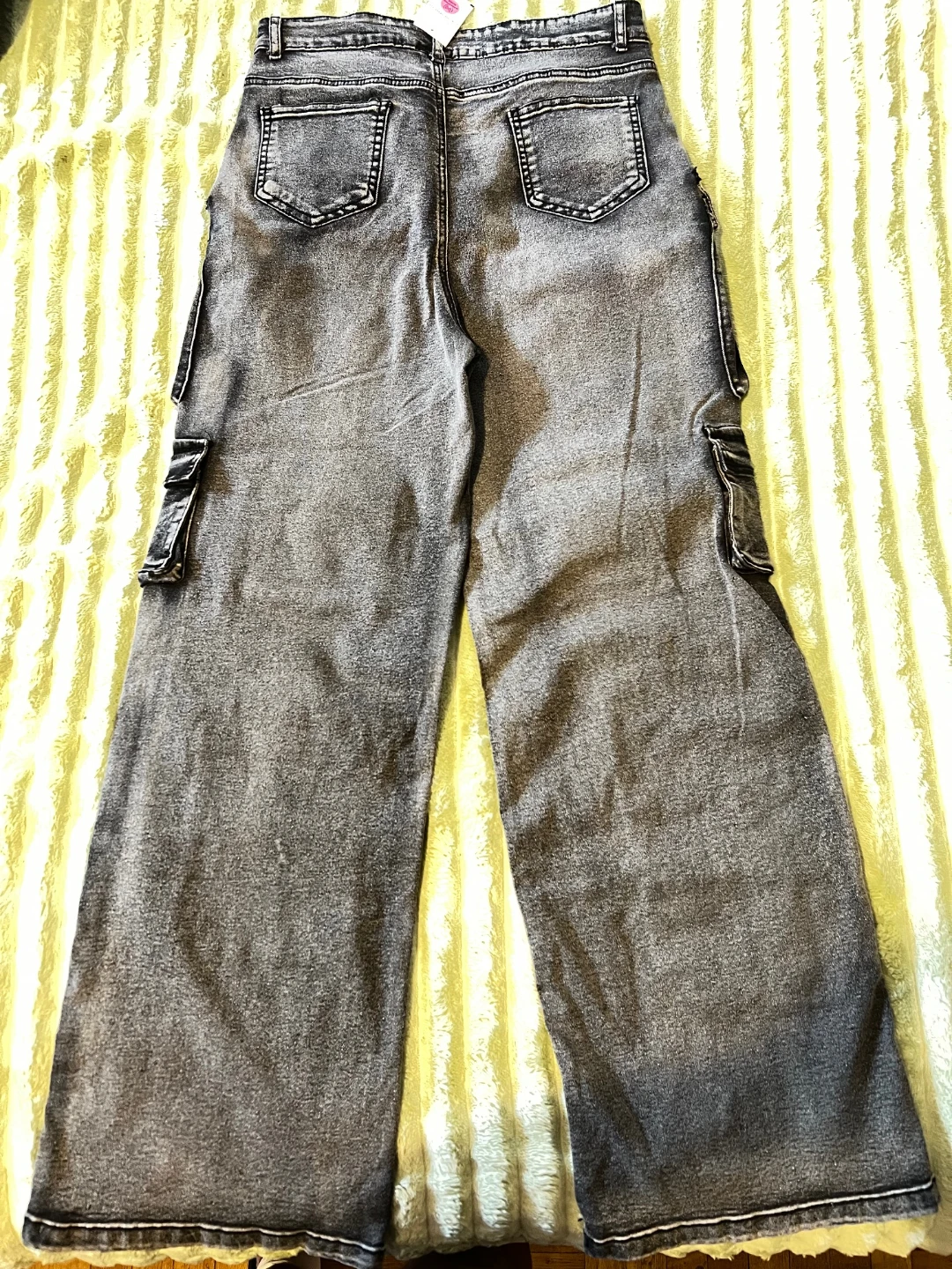 Black Acid Wash Cargo Jeans Size XL - photo 2