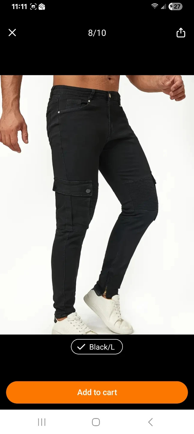 Black Slim Fit Cargo Pants - photo 5