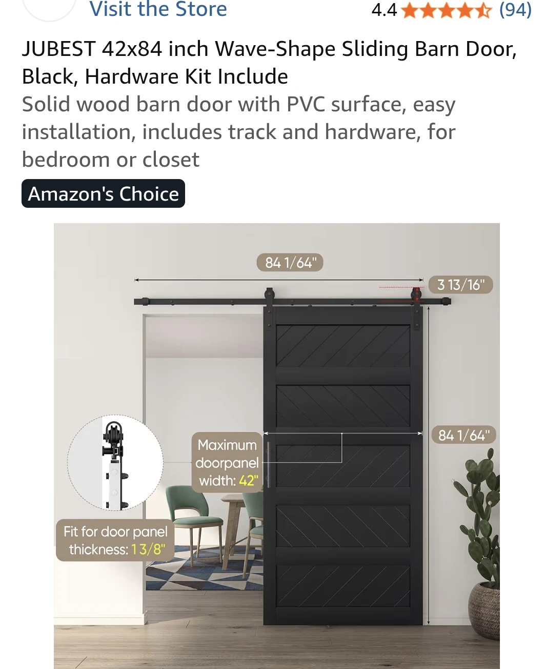 JUBEST 42x84 Inch Sliding Barn Door