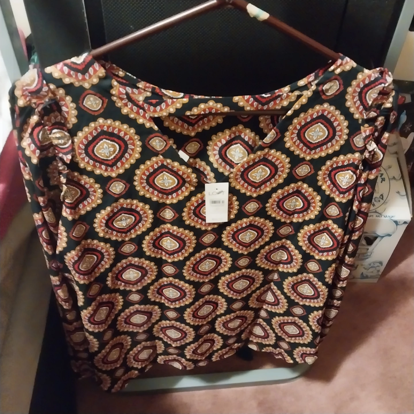 LOFT Patterned Long Sleeve Blouse Size M - photo 2