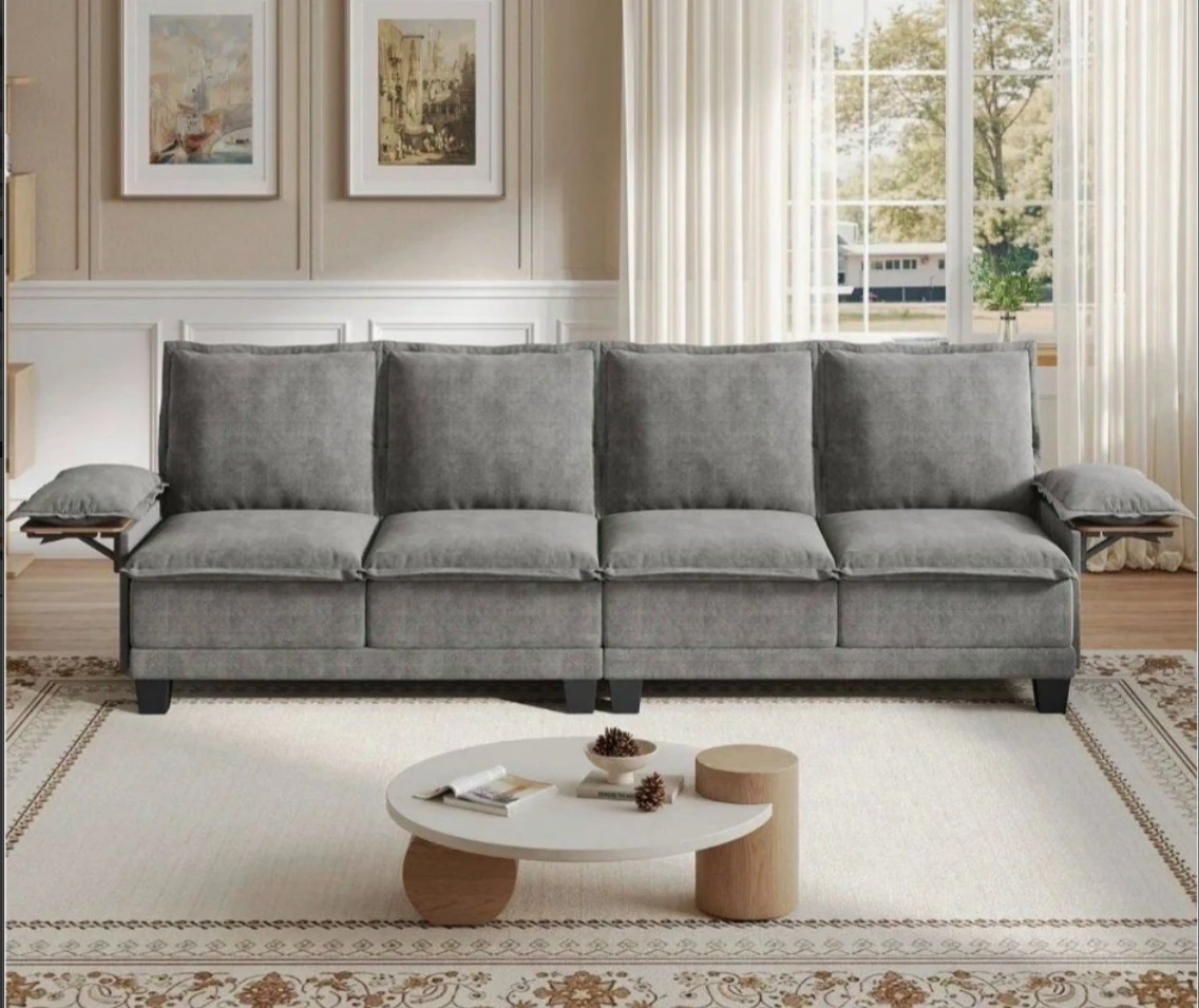Grey Four-Seater Fabric Sofa - photo 2