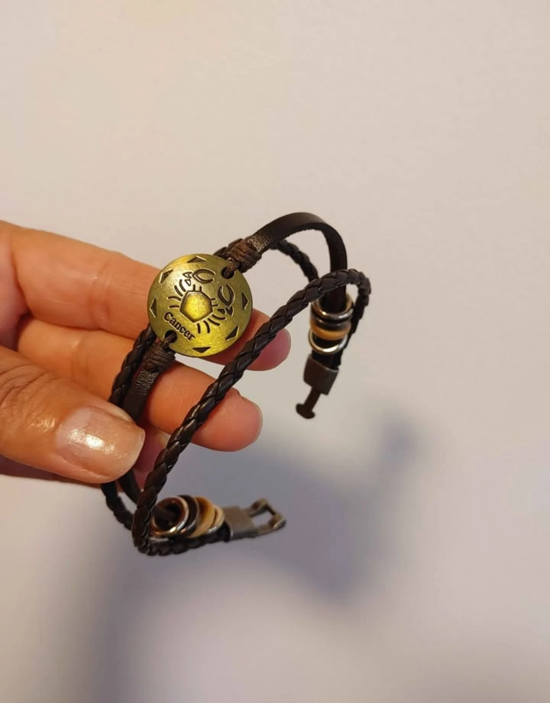 Brown Leather Cancer Zodiac Bracelet - photo 2