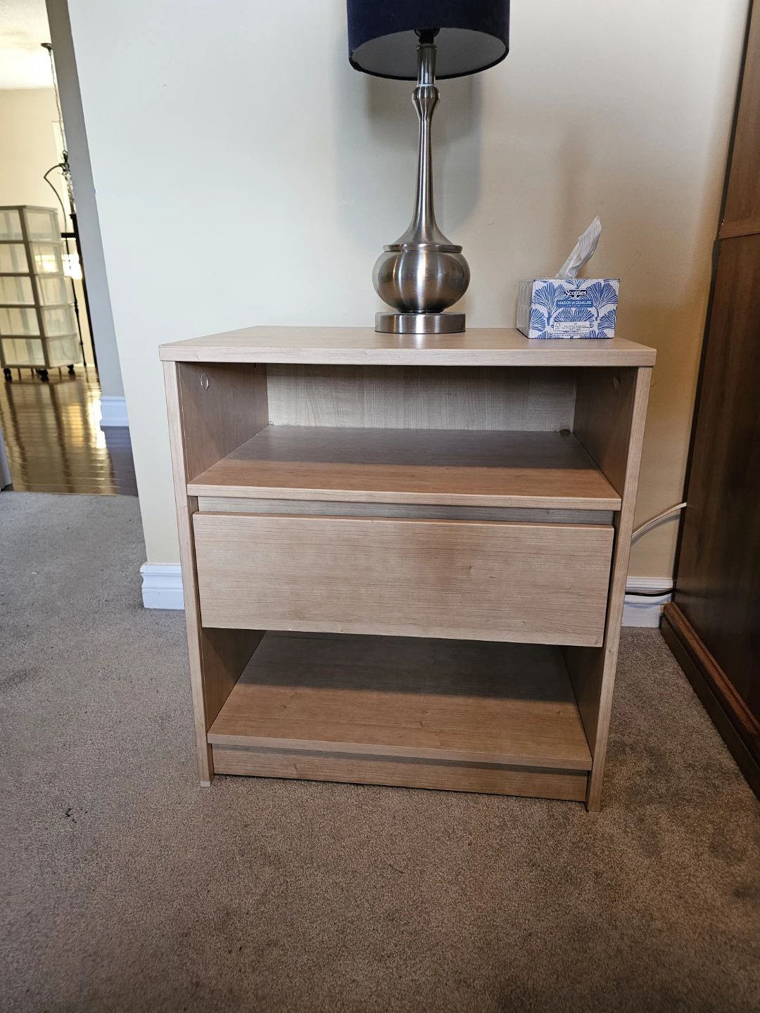 Modern Nightstand Light Oak Finish