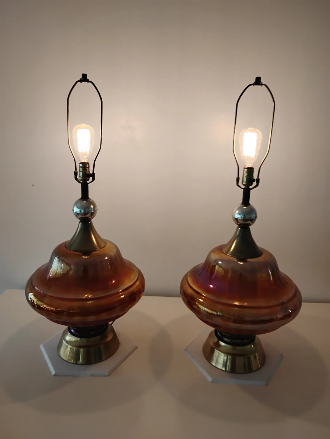 Vintage Carnival Glass  Lamps Set - photo 2