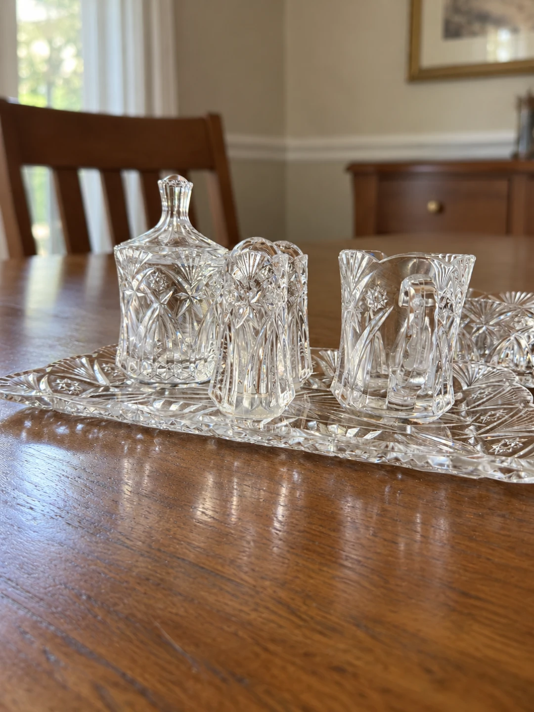 Vintage MCM cut glass 6 piece serving set - photo 4