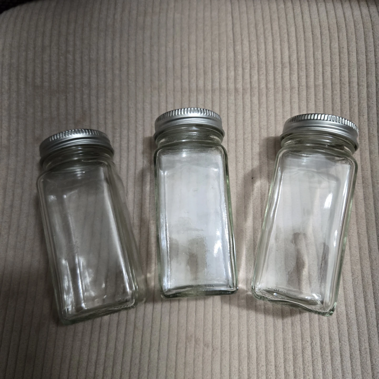 Set of 3 Square Glass Spice Jars