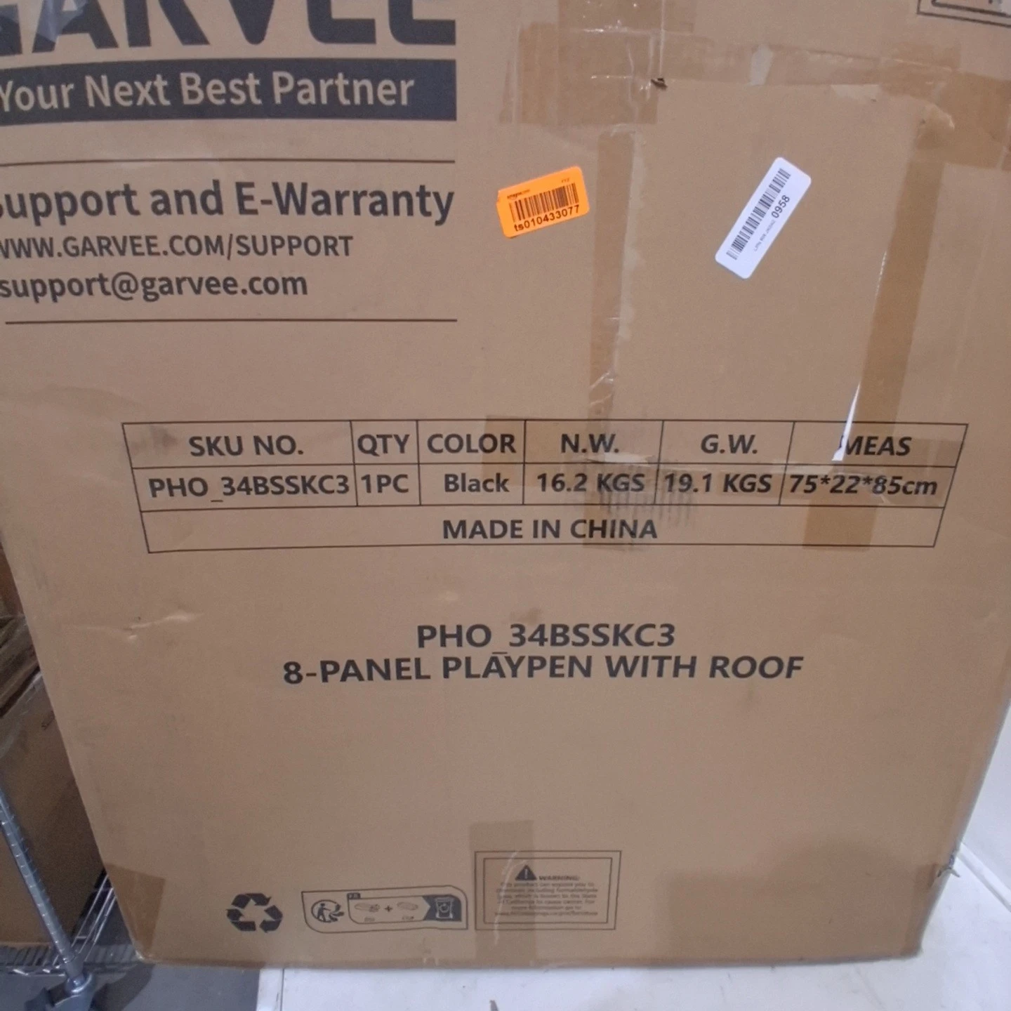 Garvee 8-Panel Pet Playpen with Roof- New - photo 3