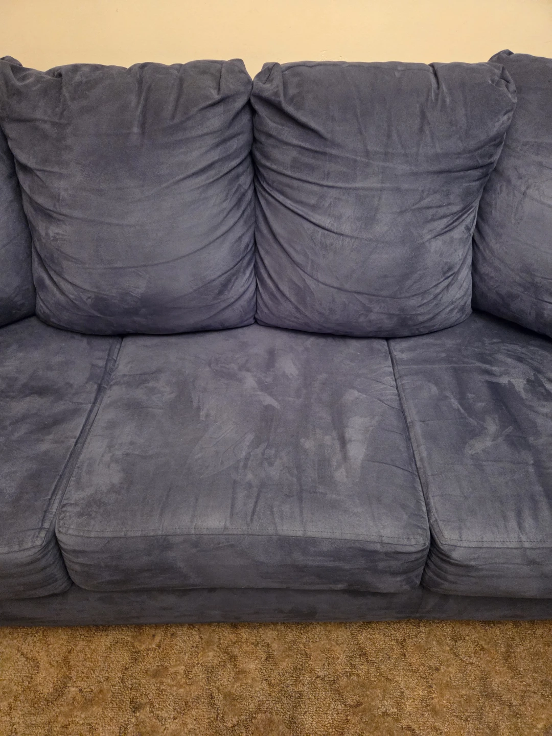 Dark Blue Suede Couch Delivery Available - photo 3