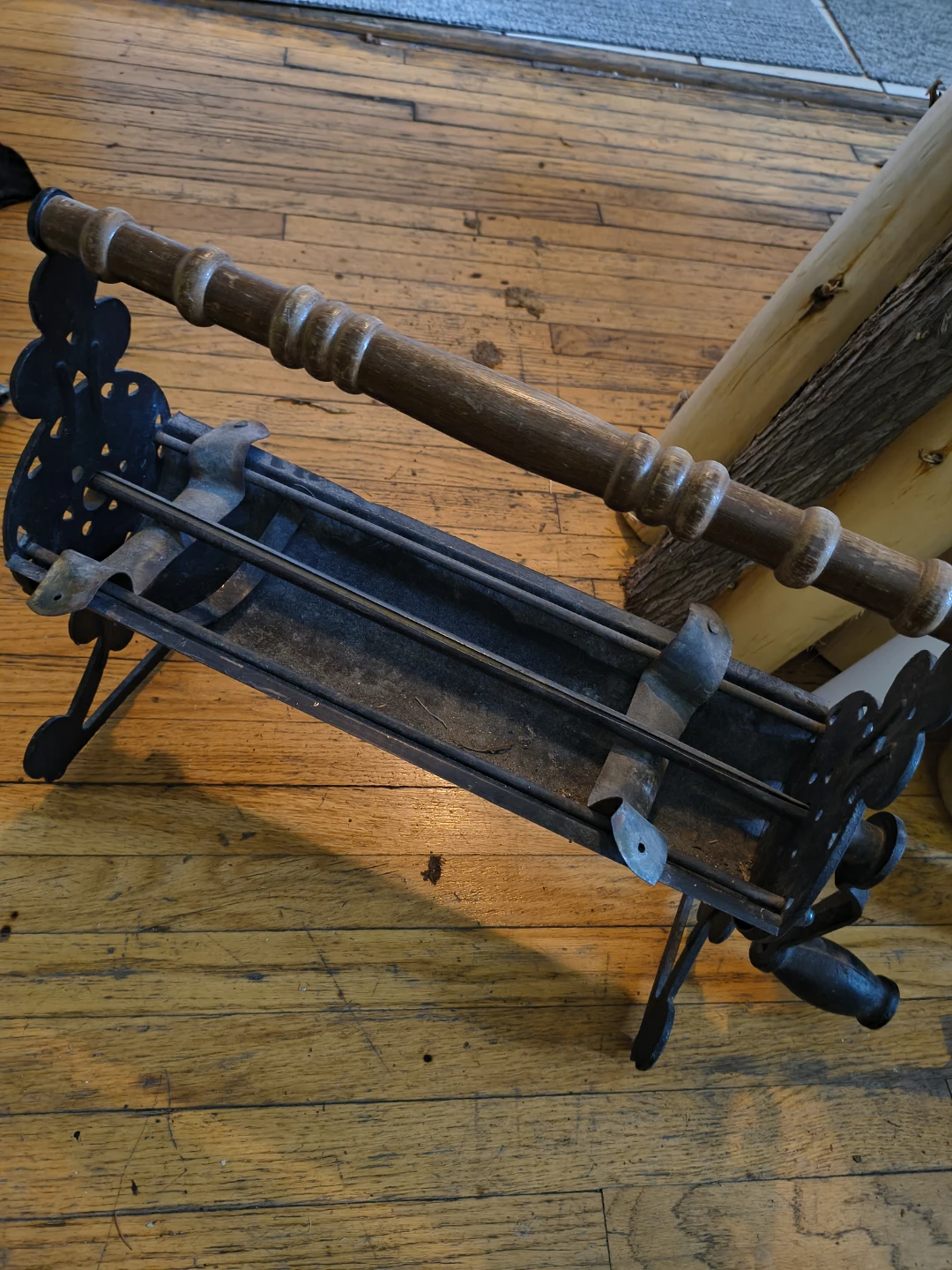 Vintage Cast Iron and Wood Paper Holder