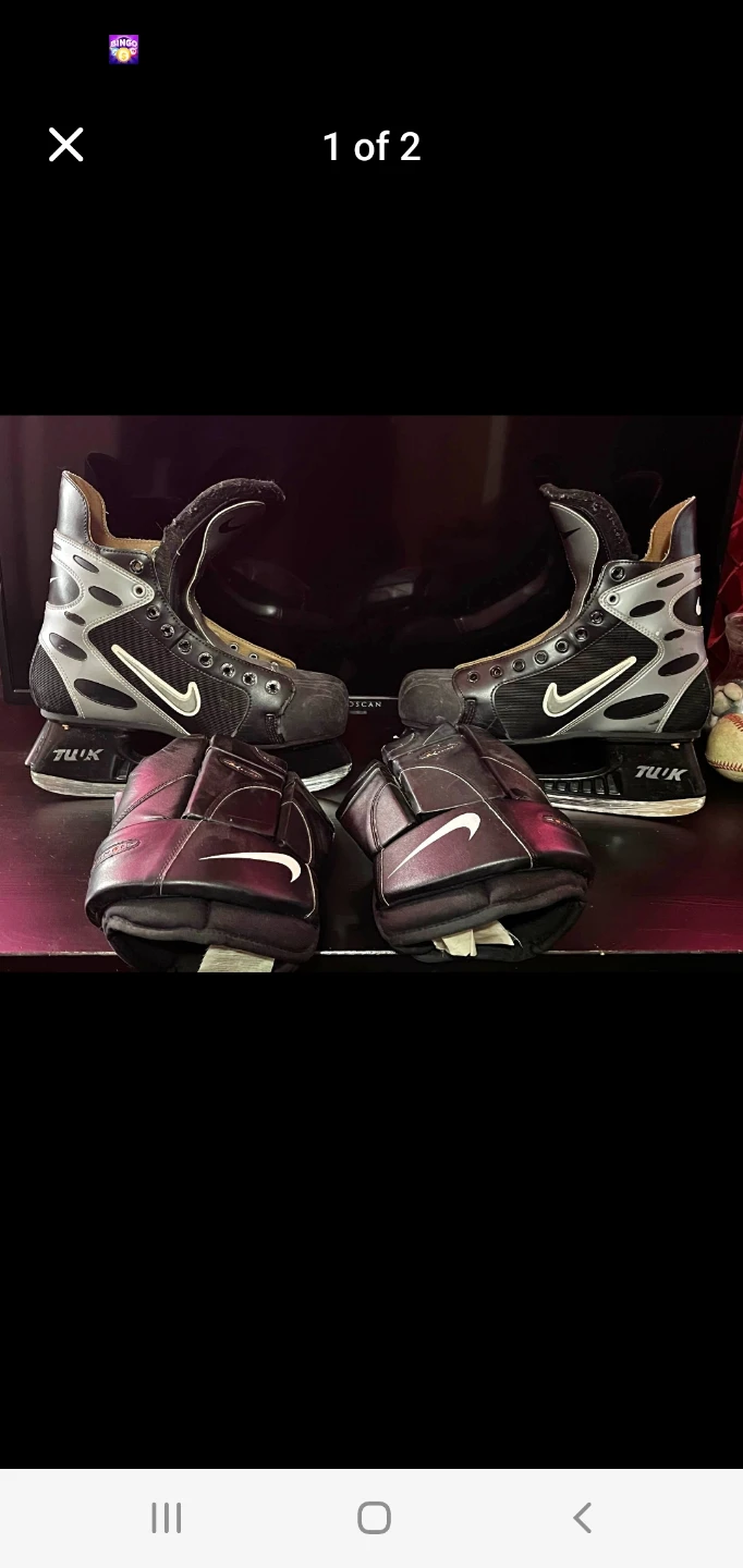 Vintage Nike Hockey Skates and Gloves