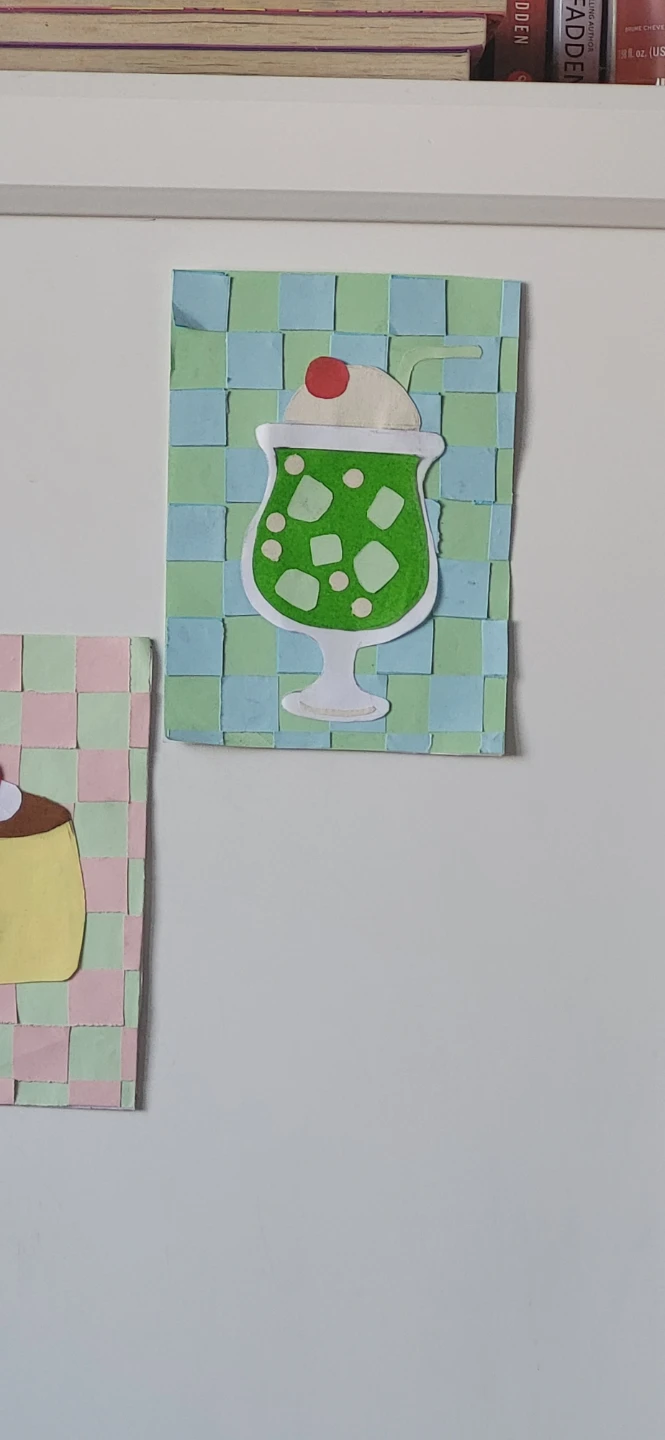 Handmade Woven Paper Art - Green Drink