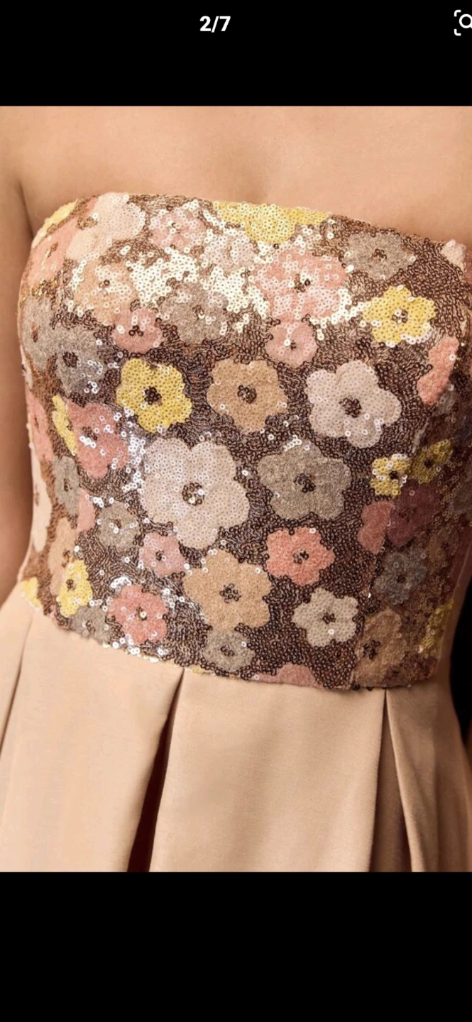Floral Sequin High-Low Strapless Dress - photo 2