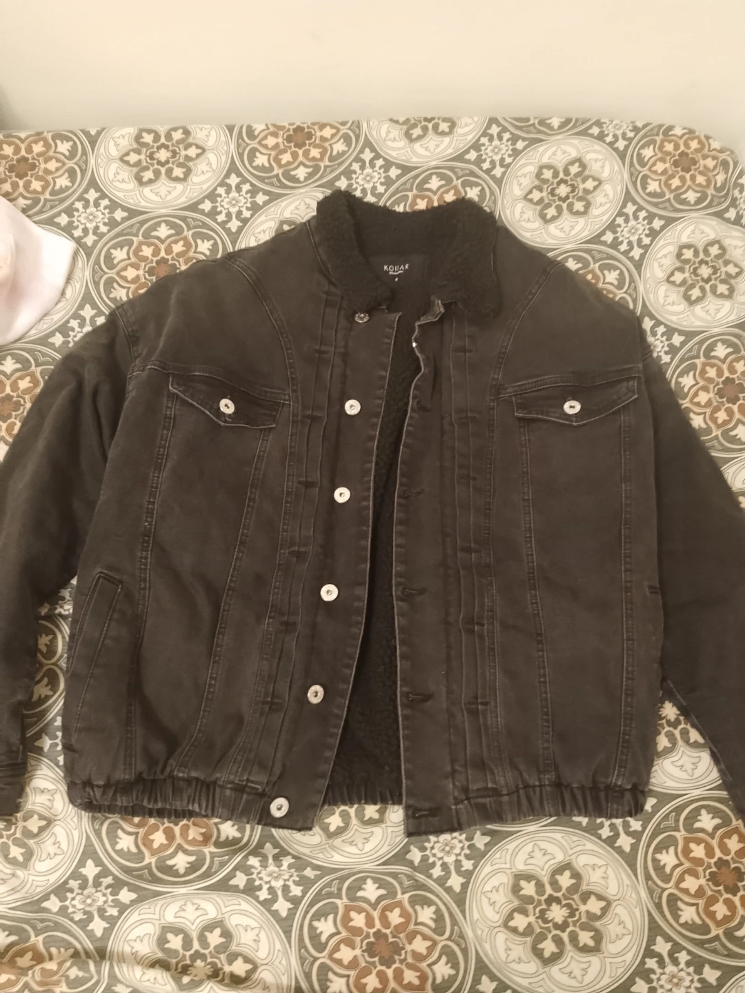 Kollar Black Denim Sherpa-Lined Jacket