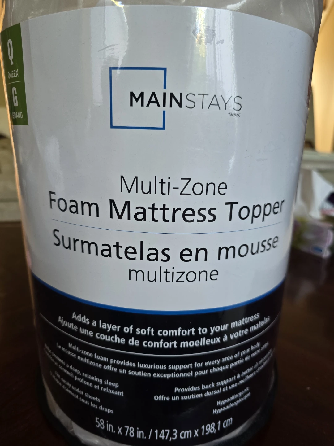 Mainstays Queen Multi-Zone Foam Mattress Topper