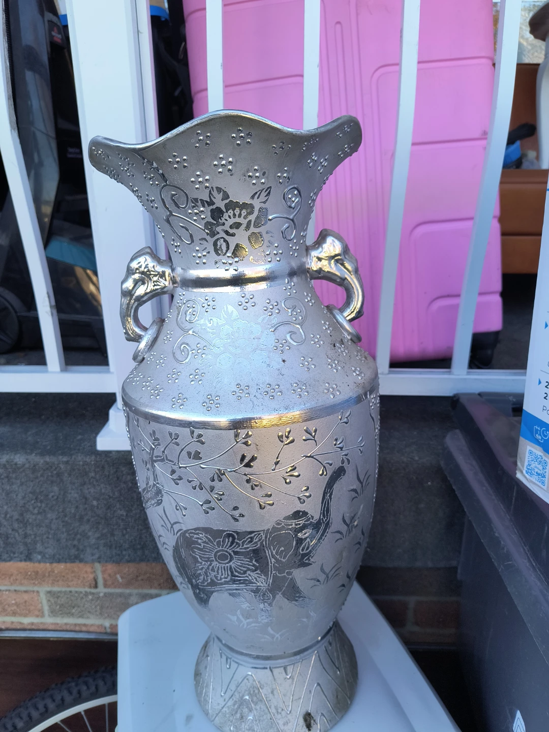 Decorative Silver Elephant Vase
