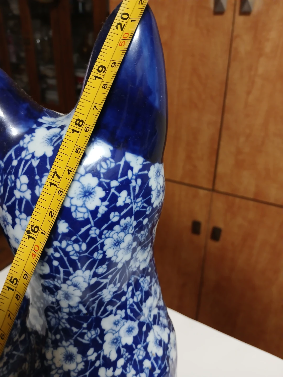 Blue and White Floral Ceramic Dog Figurine - photo 5