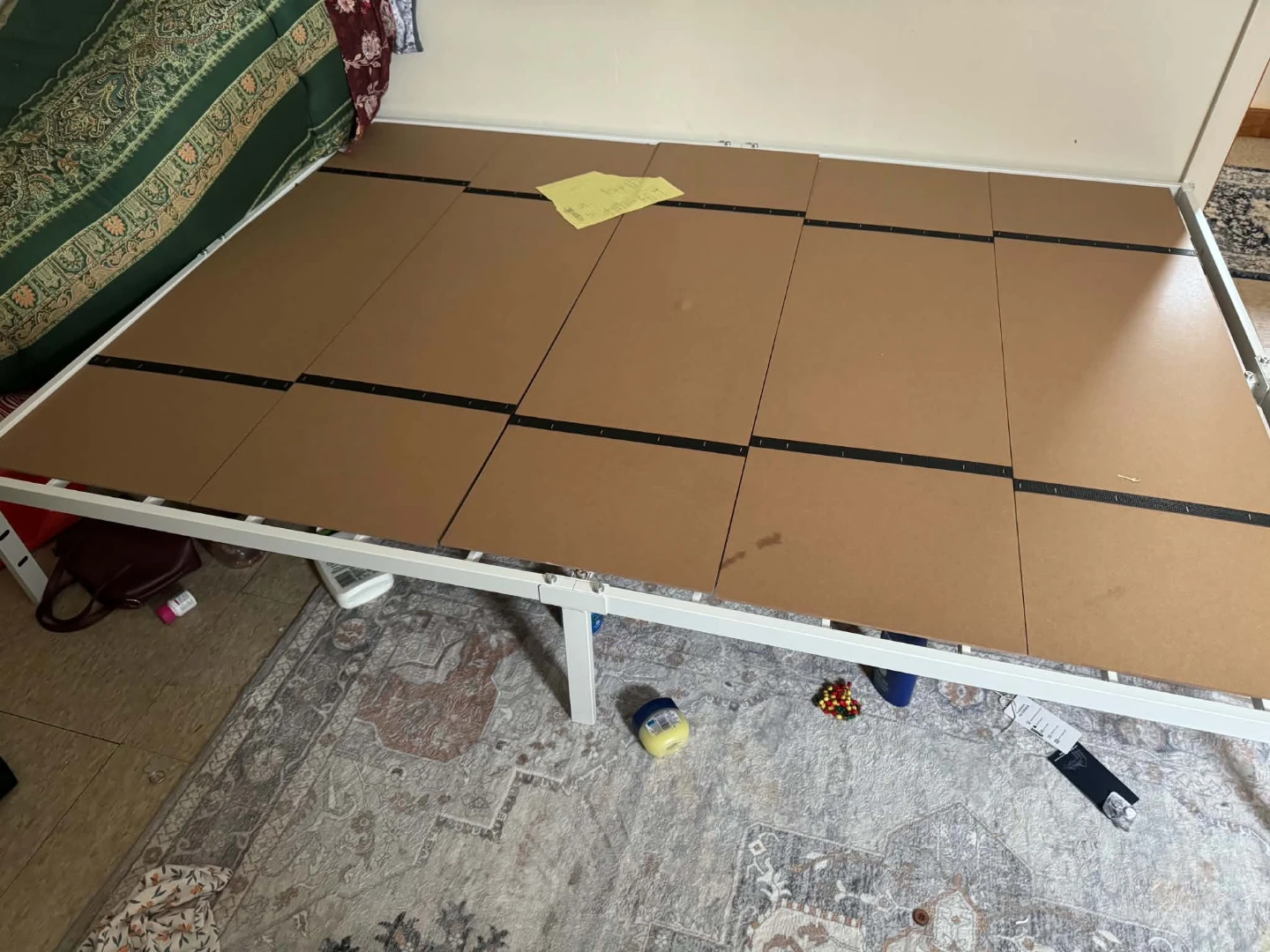 White Metal Bed Frame Platform with board - photo 2