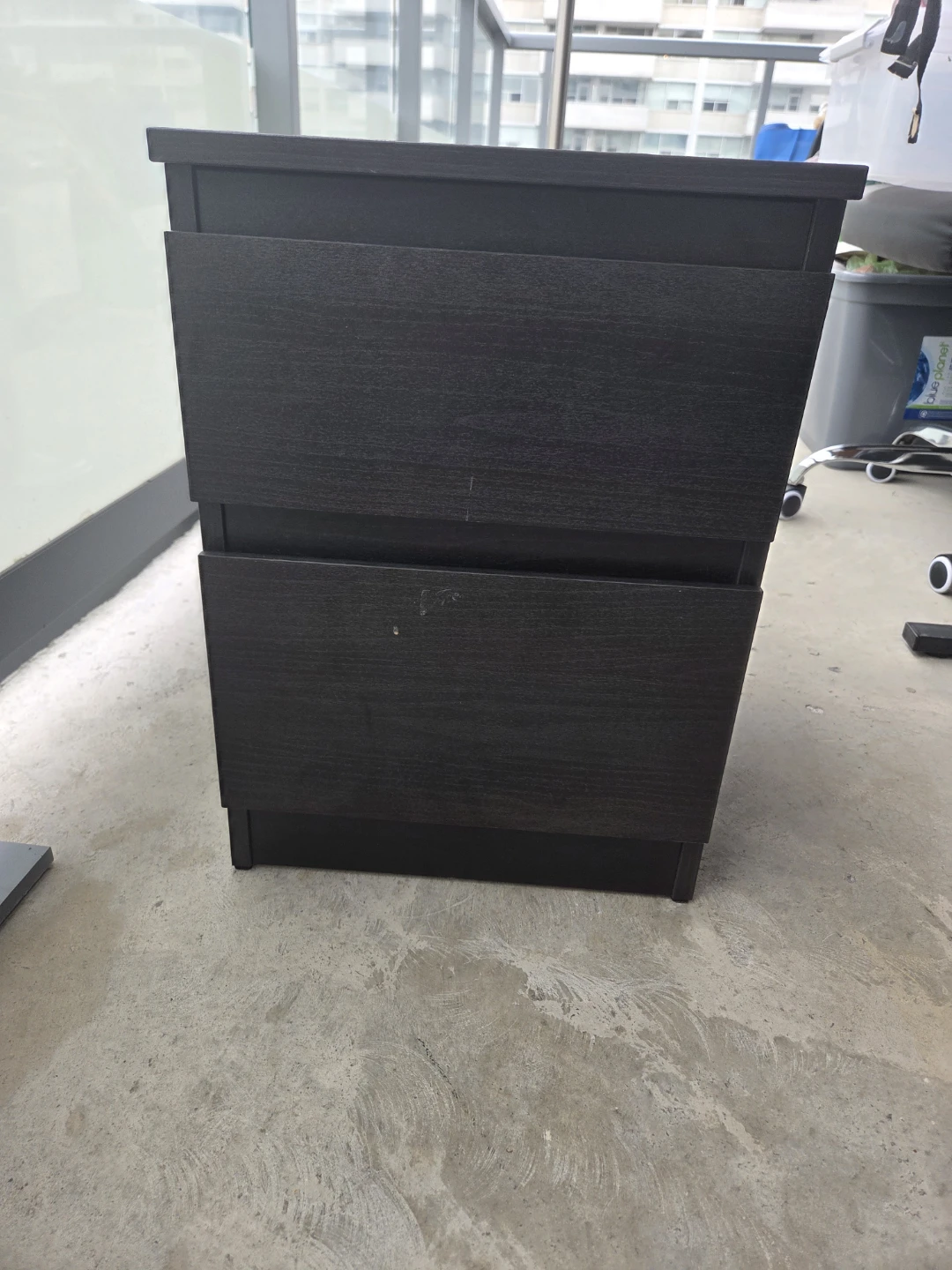 Black 2-Drawer Nightstand