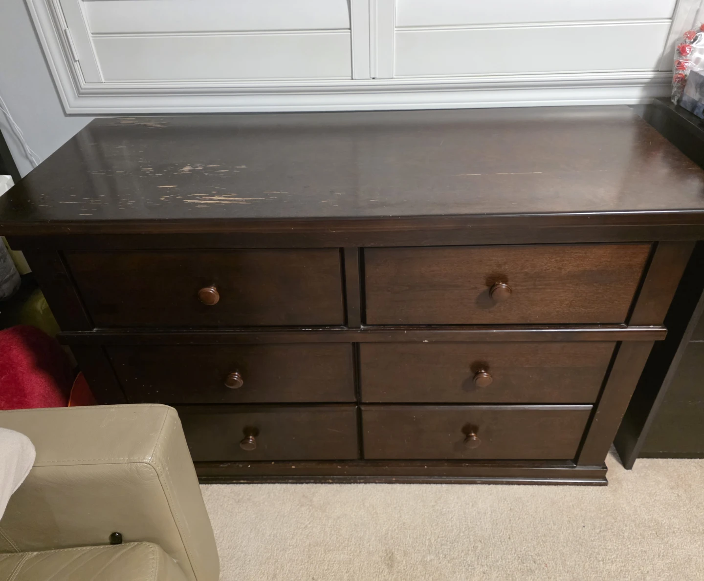 Dark Brown Wooden 6-Drawer Dresser - photo 2