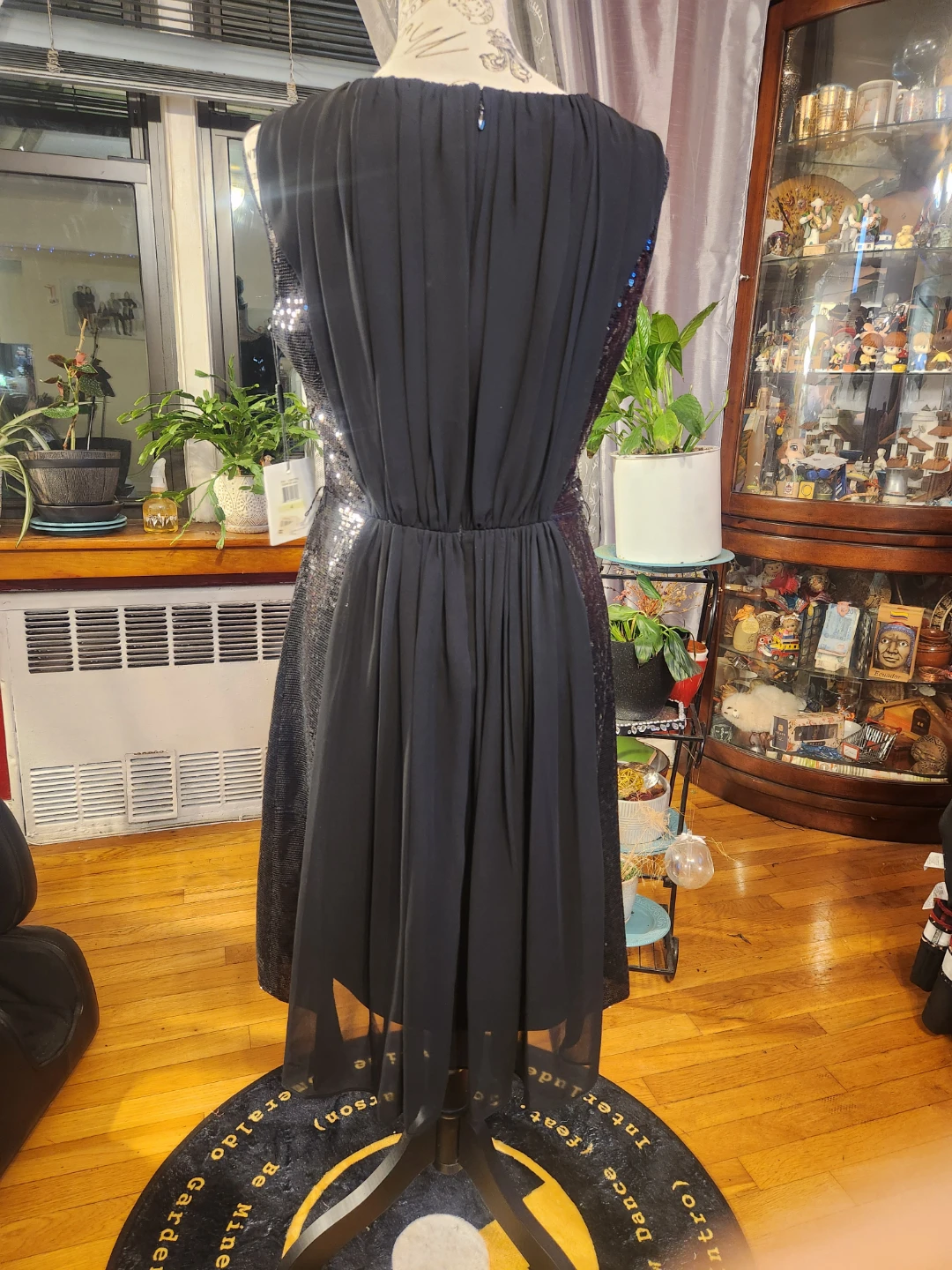 Calvin Klein NWT Black Sequin Chiffon Drape Cocktail Dress - photo 4