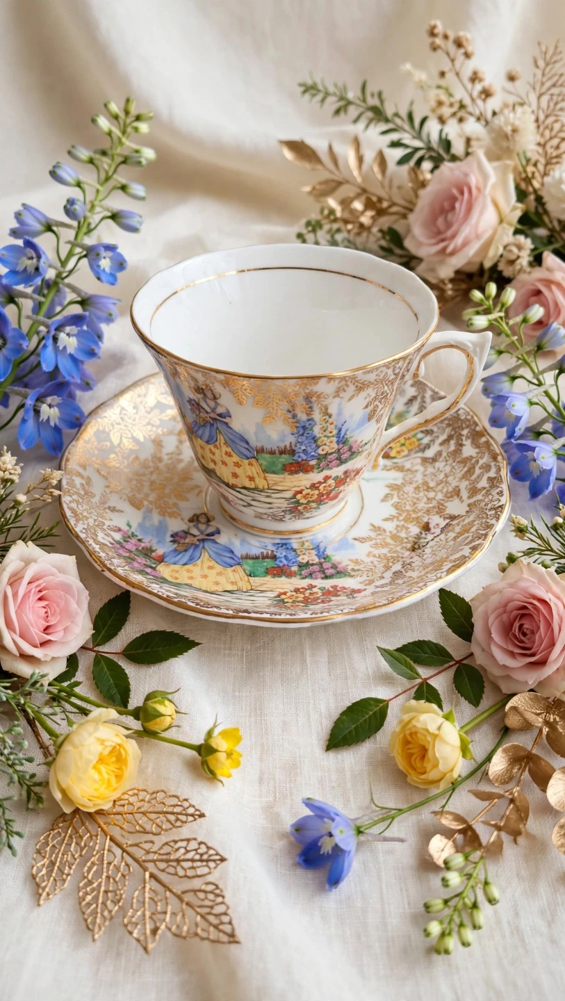Vintage Fine Bone China Teacup and Saucer Set