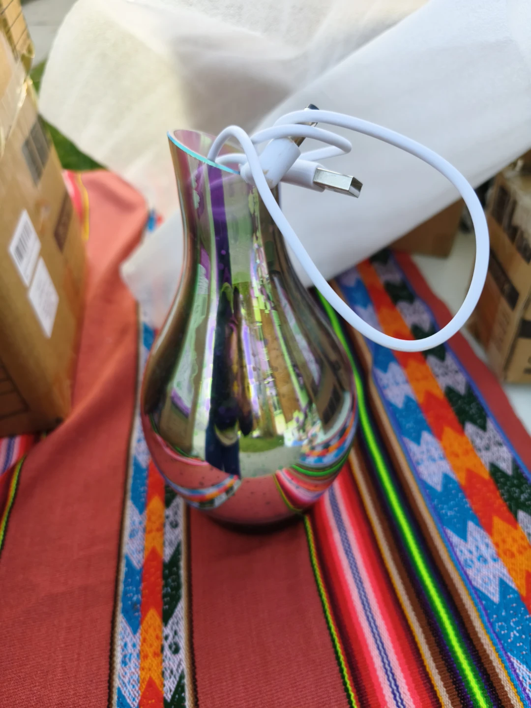 Iridescent glass Diffuser with USB cable - photo 2