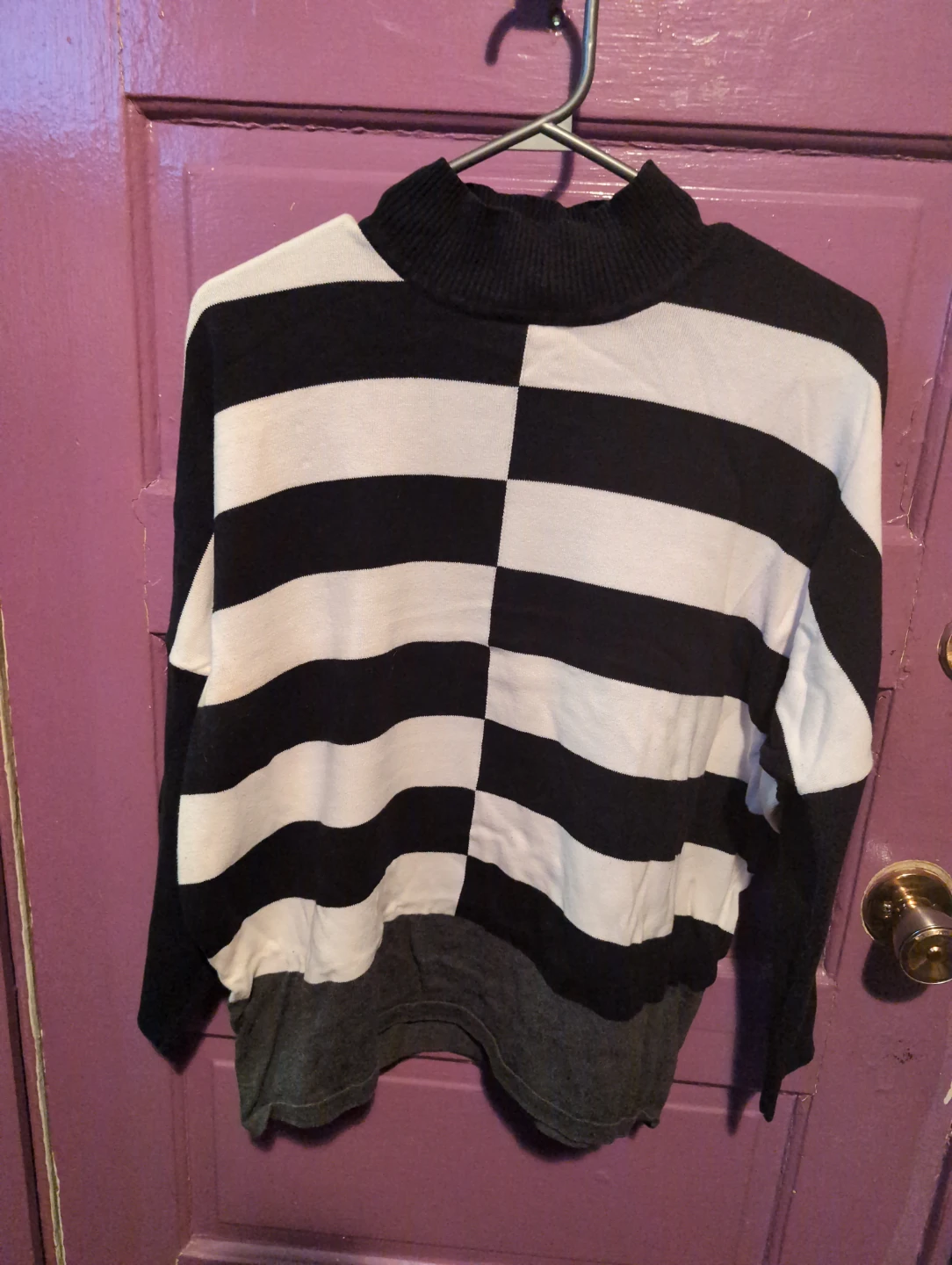 Marble Mock Neck Striped Sweater