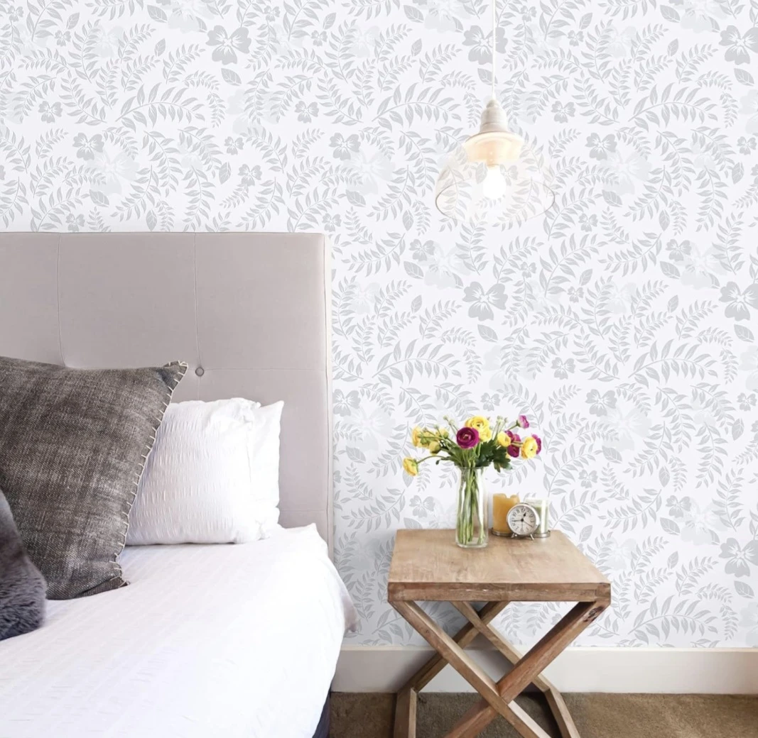 Grey Floral Peel & Stick Wallpaper 17.7''x118'' - photo 2
