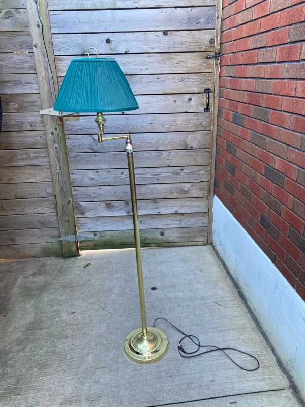 Brass Floor Lamp with Teal Shade