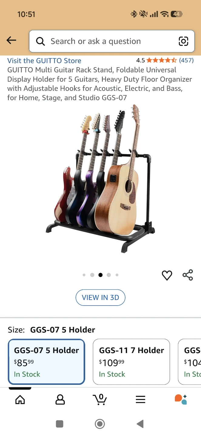 GUITTO GGS-07 Multi Guitar Rack Stand - 5 Holder - photo 2