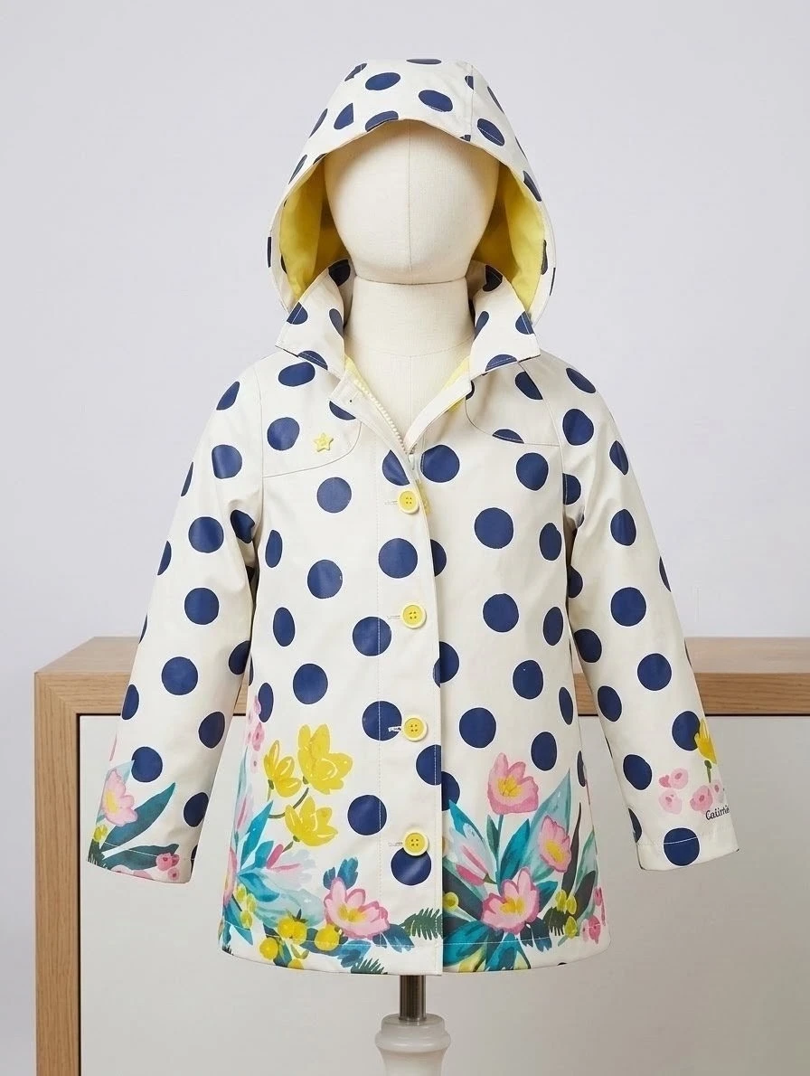 Catimini Girls Floral Polka Dot Raincoat