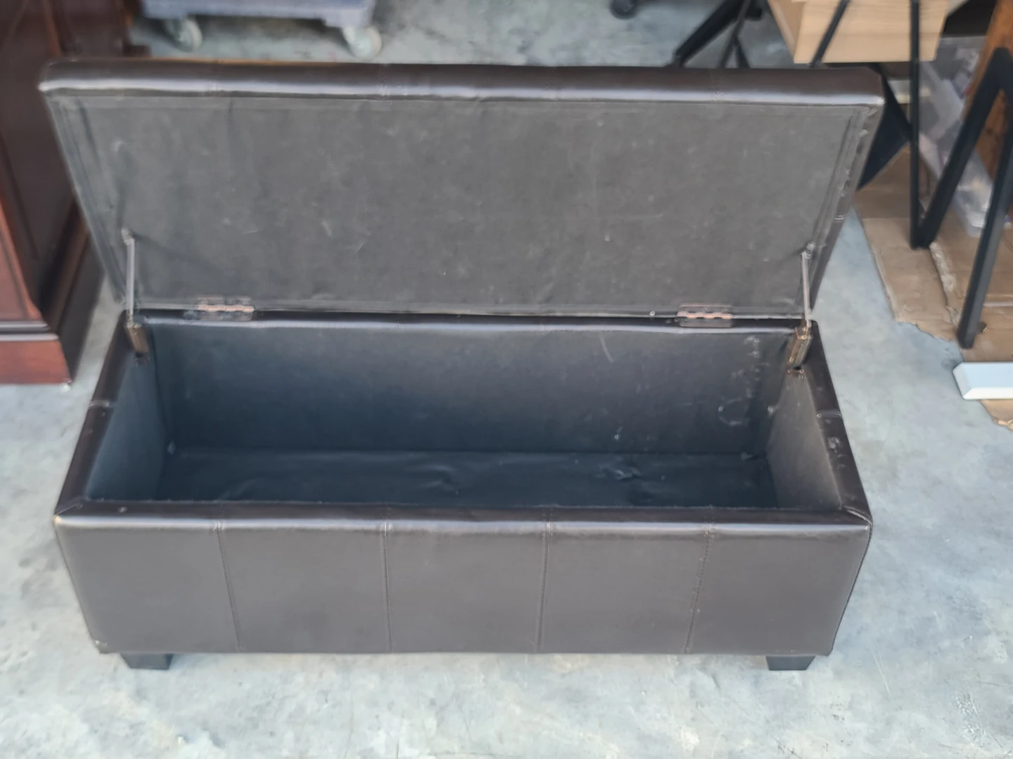 Dark Brown Faux Leather Storage Ottoman Bench - photo 3