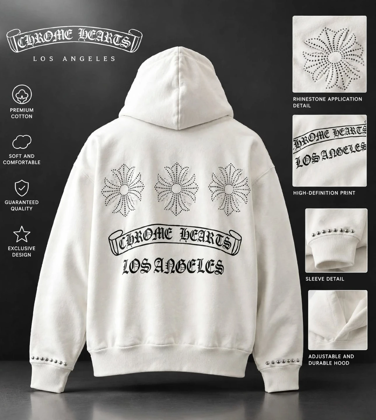 Chrome Hearts Los Angeles Rhinestone Hoodie