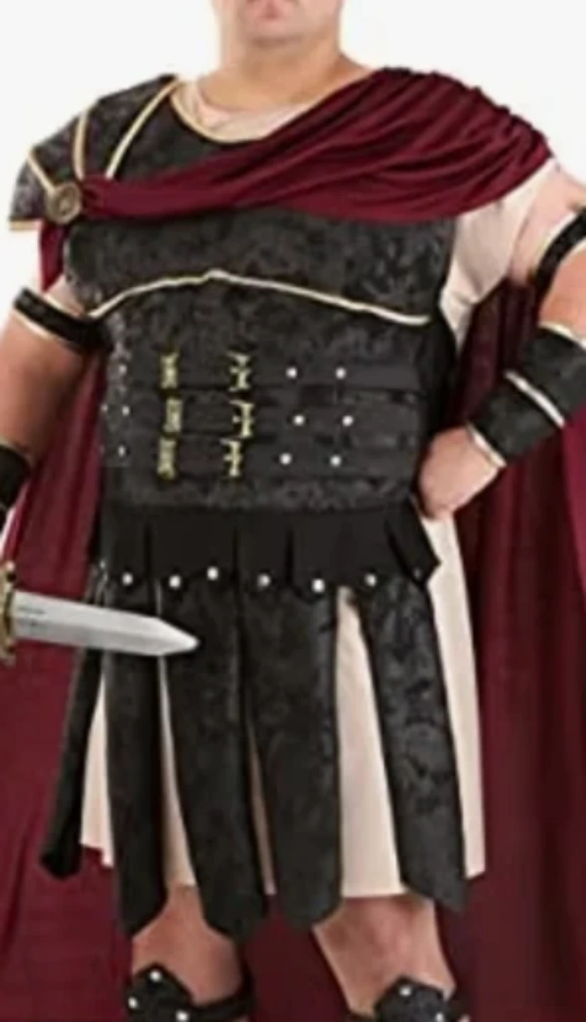Roman Soldier Costume Tunic & Armor with Cape - Medium