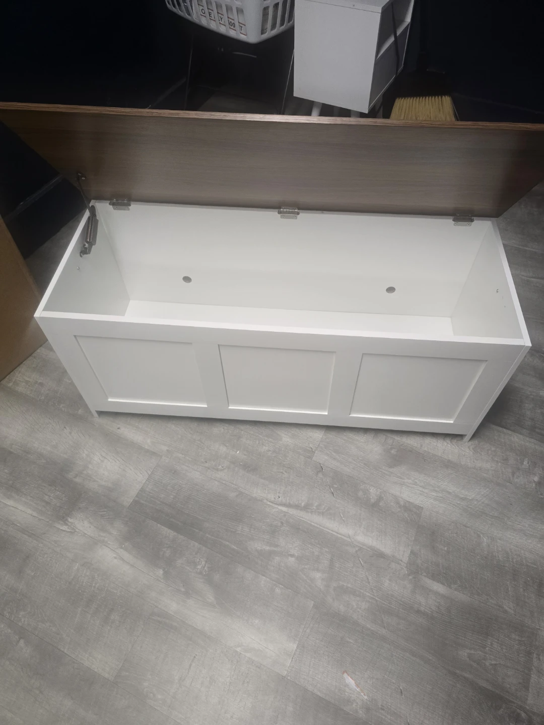 White and Wood Tone Storage Bench - photo 3