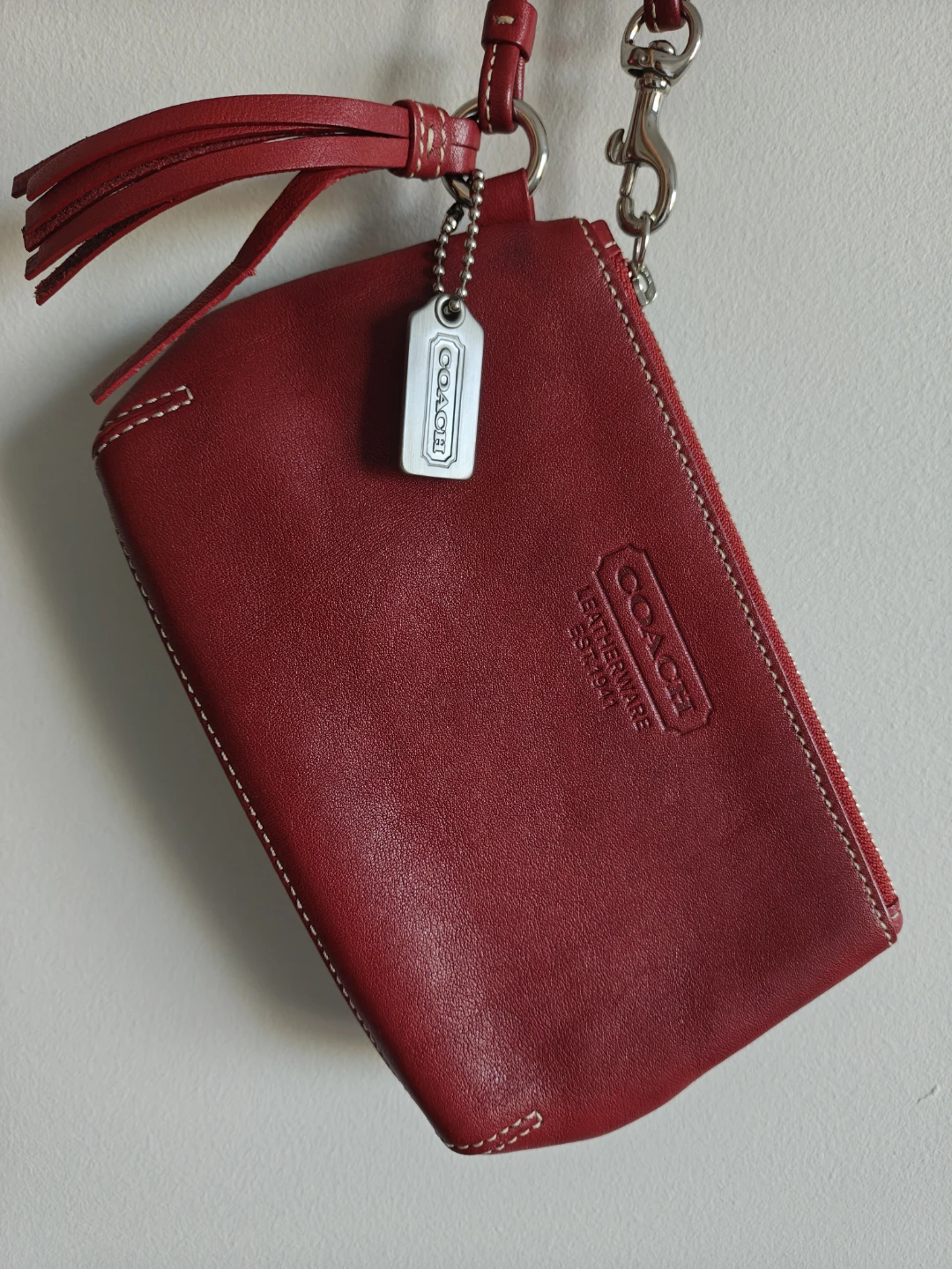 Red Coach Leather Wristlet - photo 2