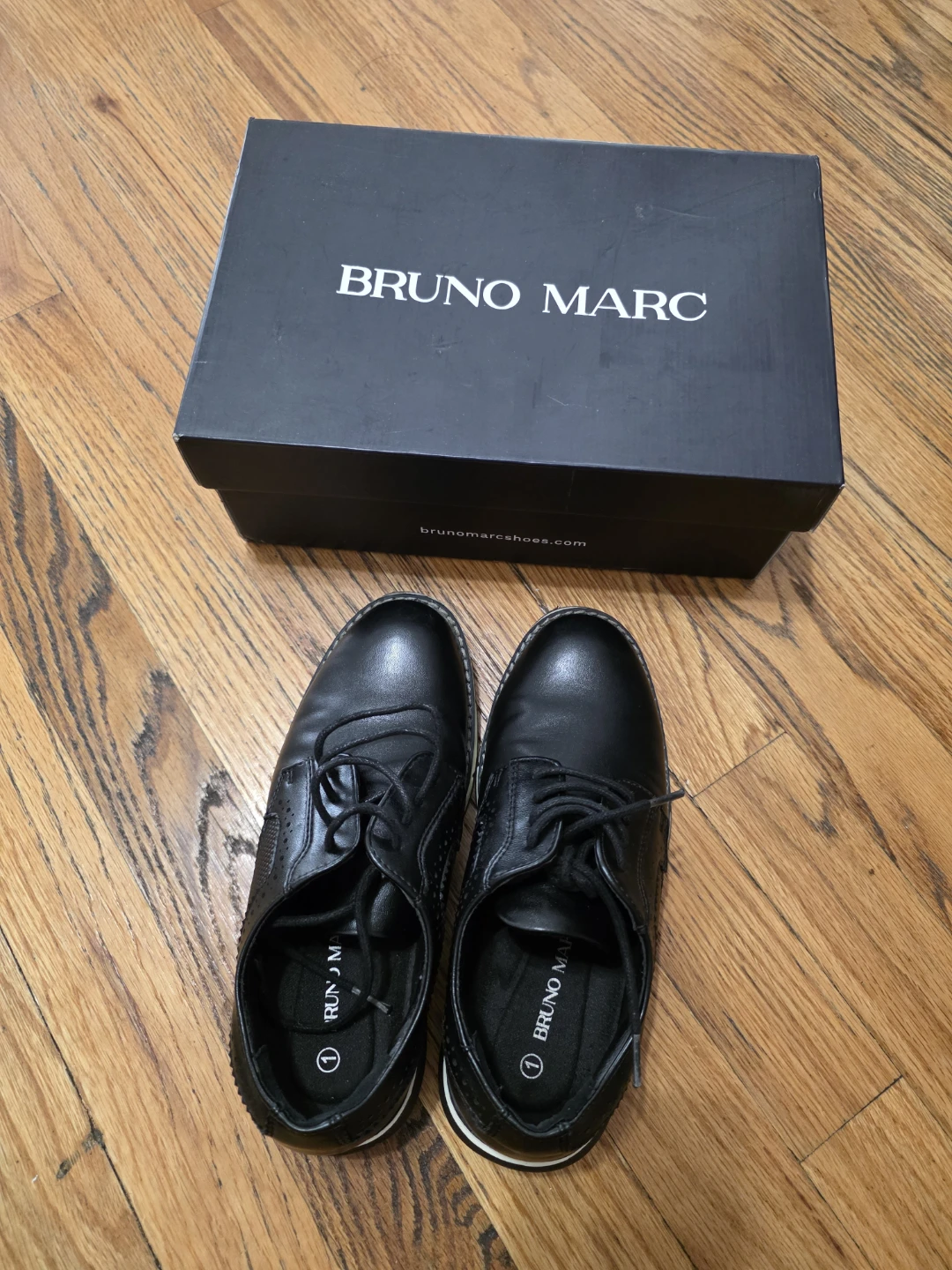 Bruno Marc Boys Black Dress Shoes Size 1 - photo 2