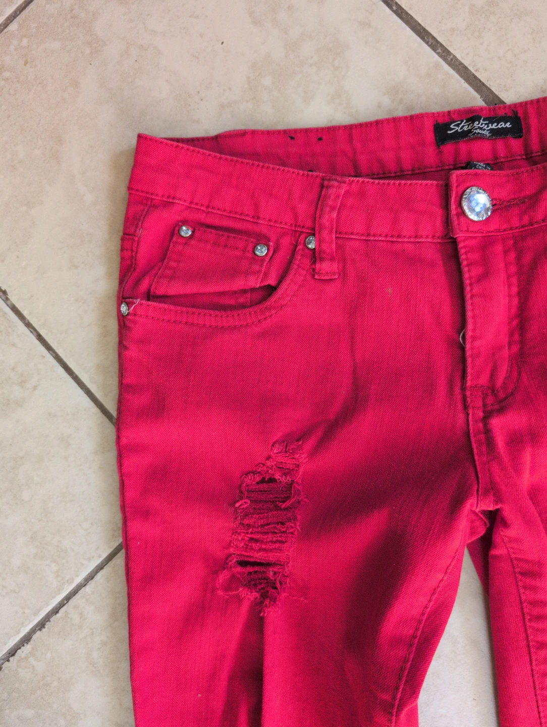Streetwear Souls Red Distressed Jeans - photo 2