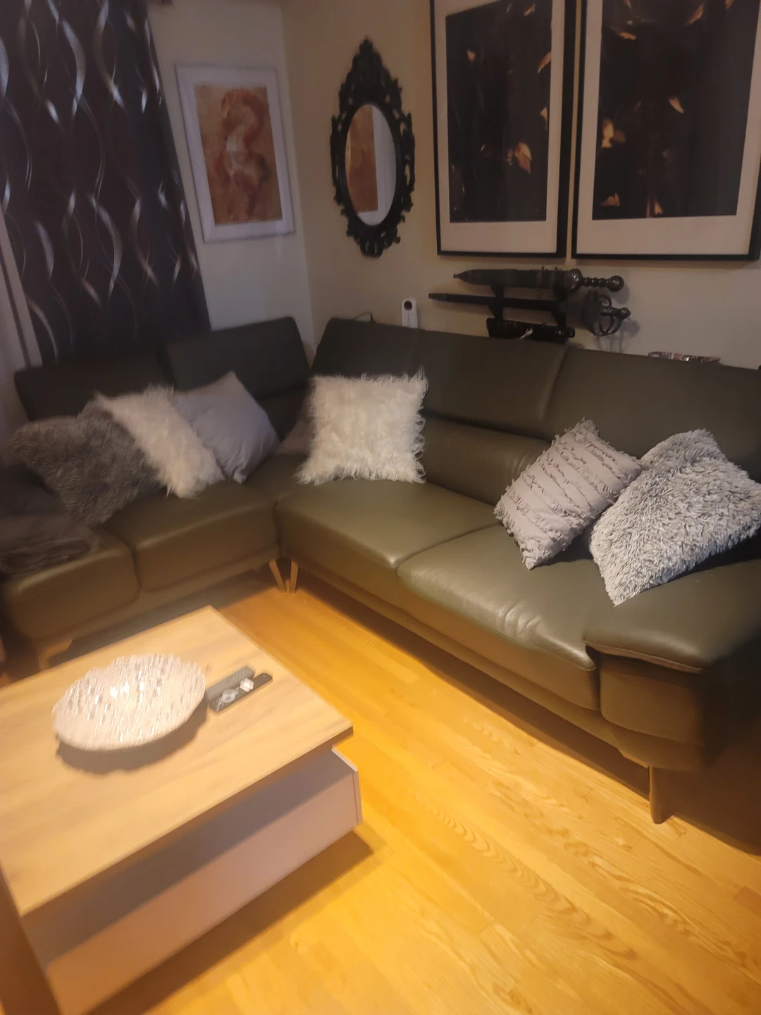 Olive Green Bonded Leather Sectional Sofa - photo 5