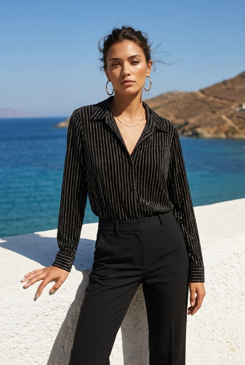 Paganini Striped Velvet Button-Down Shirt - photo 2