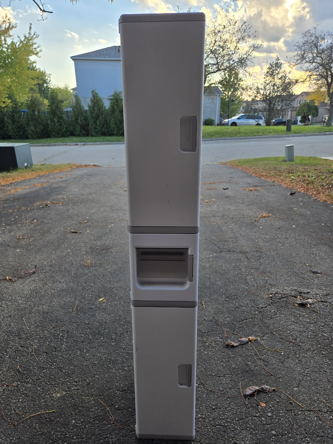 White plastic storage lockers