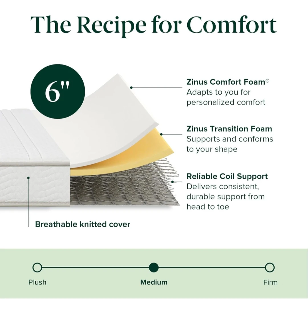 Zinus Twin XL Hybrid Mattress with Metal Bed Frame