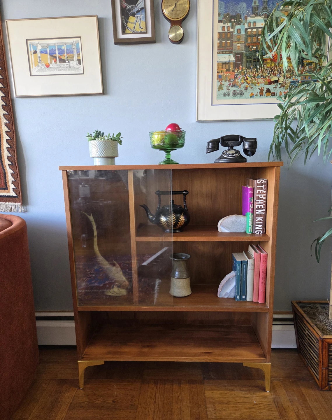 MCM Walnut Hutch Cabinet Buffet - photo 3