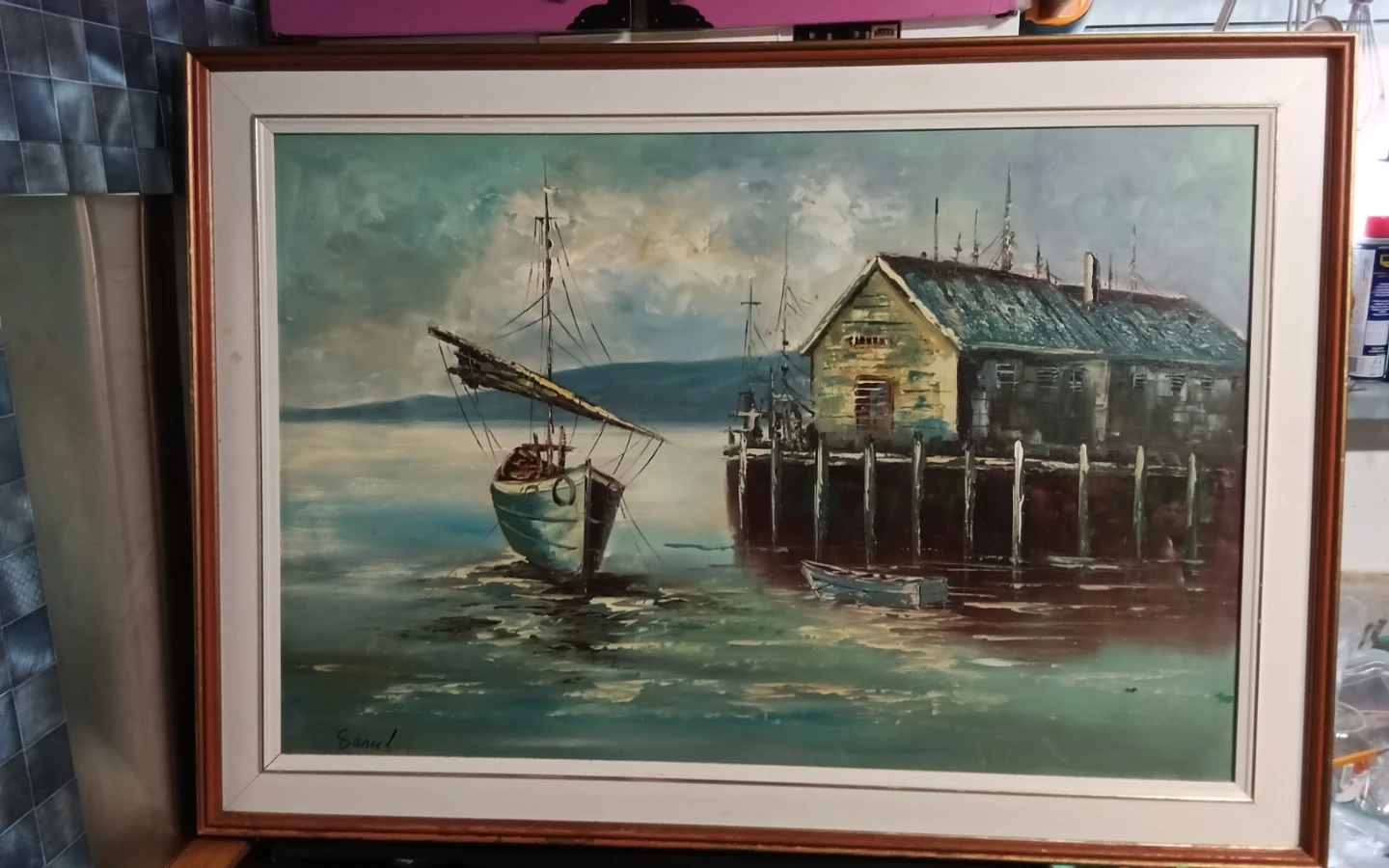 MCM Seascape Oil Painting Signed Sanul