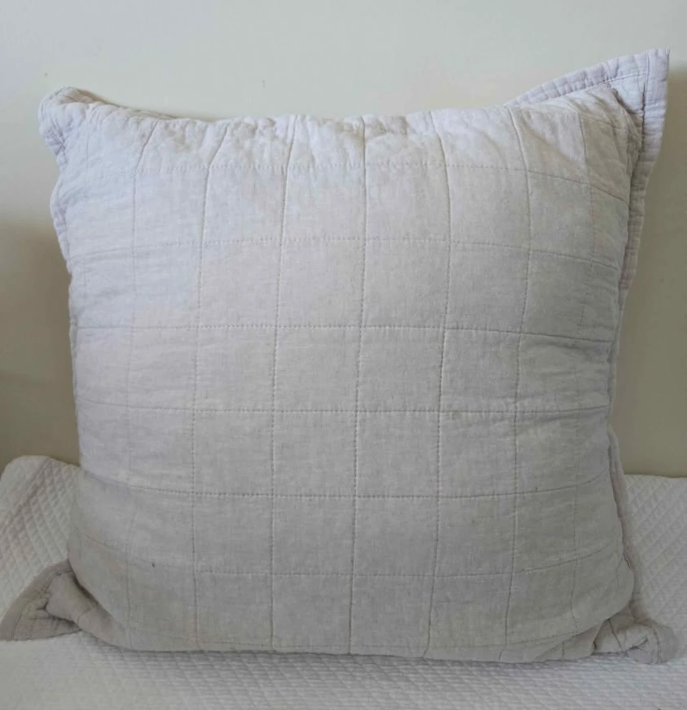 Quilted Beige Throw Pillow