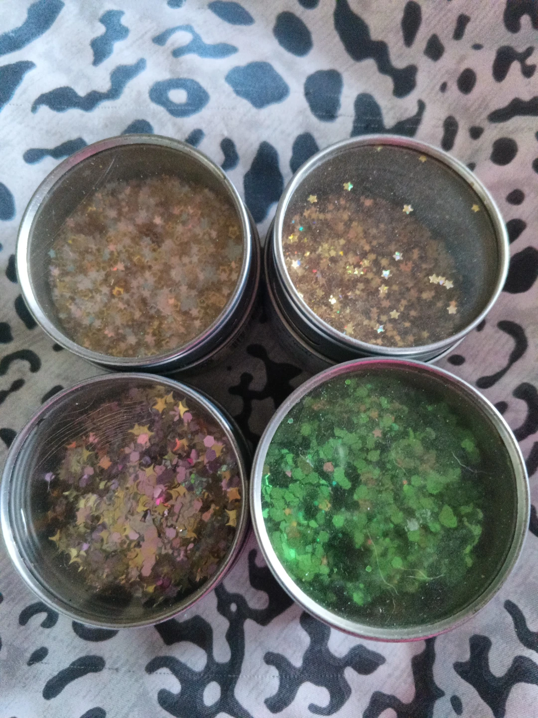 Set of 4 Decorative Craft Glitter Tins