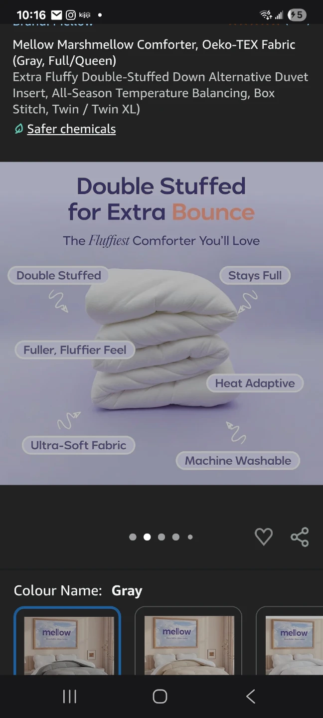 Mellow Marshmellow Comforter, Oeko-TEX  (Gray, Full/Queen) New - photo 3